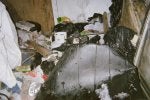 33 - Bear damage to one of my sheds - crushed trash can front, tooth holes in cans etc.....jpg